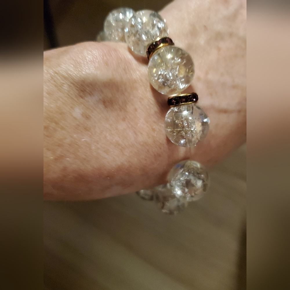 Crystal Quartz With Purple Rhinstone Spacers